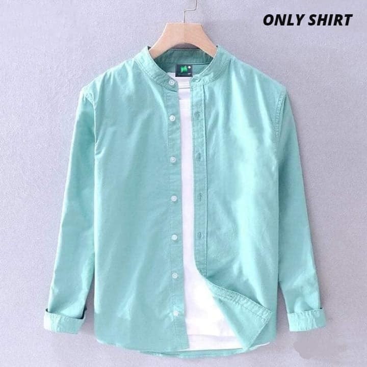 Premium Stylish Oxford Cotton Ban Collar Semi-Formal Shirt for Men - Image 7