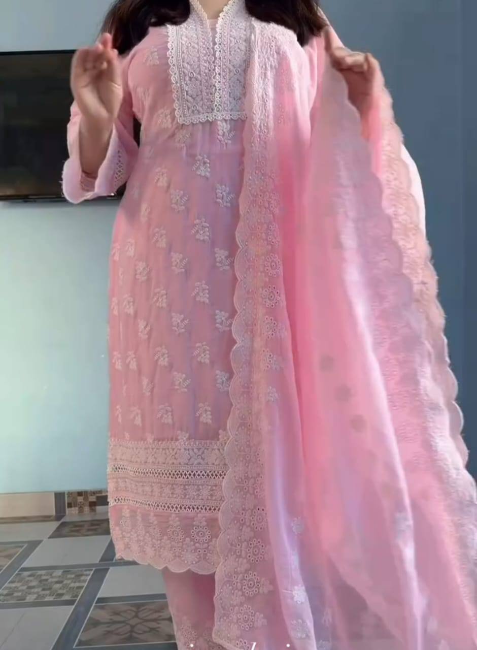 Eid Collection: Premium Embroidery Tencel Cotton Three-Piece Set - Image 3