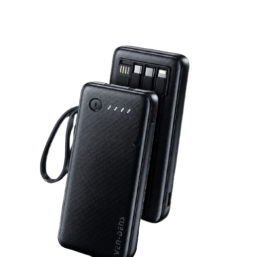 Ven-Dens 10000mAh High-Quality Power Bank with Built-in Cables (Model: VD-PB058) - Image 2