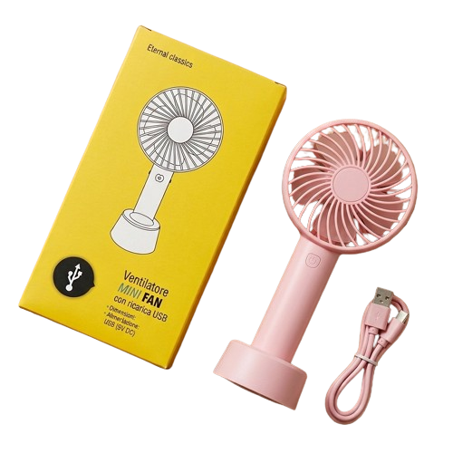 USB Rechargeable Portable Mini Fan with Desktop Base - (Blue & Pink)