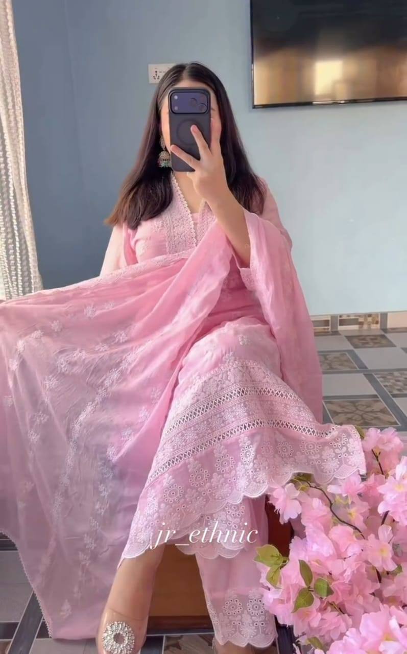Eid Collection: Premium Embroidery Tencel Cotton Three-Piece Set