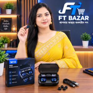 M10 TWS Wireless Earbuds with Digital Display & Power Bank Feature